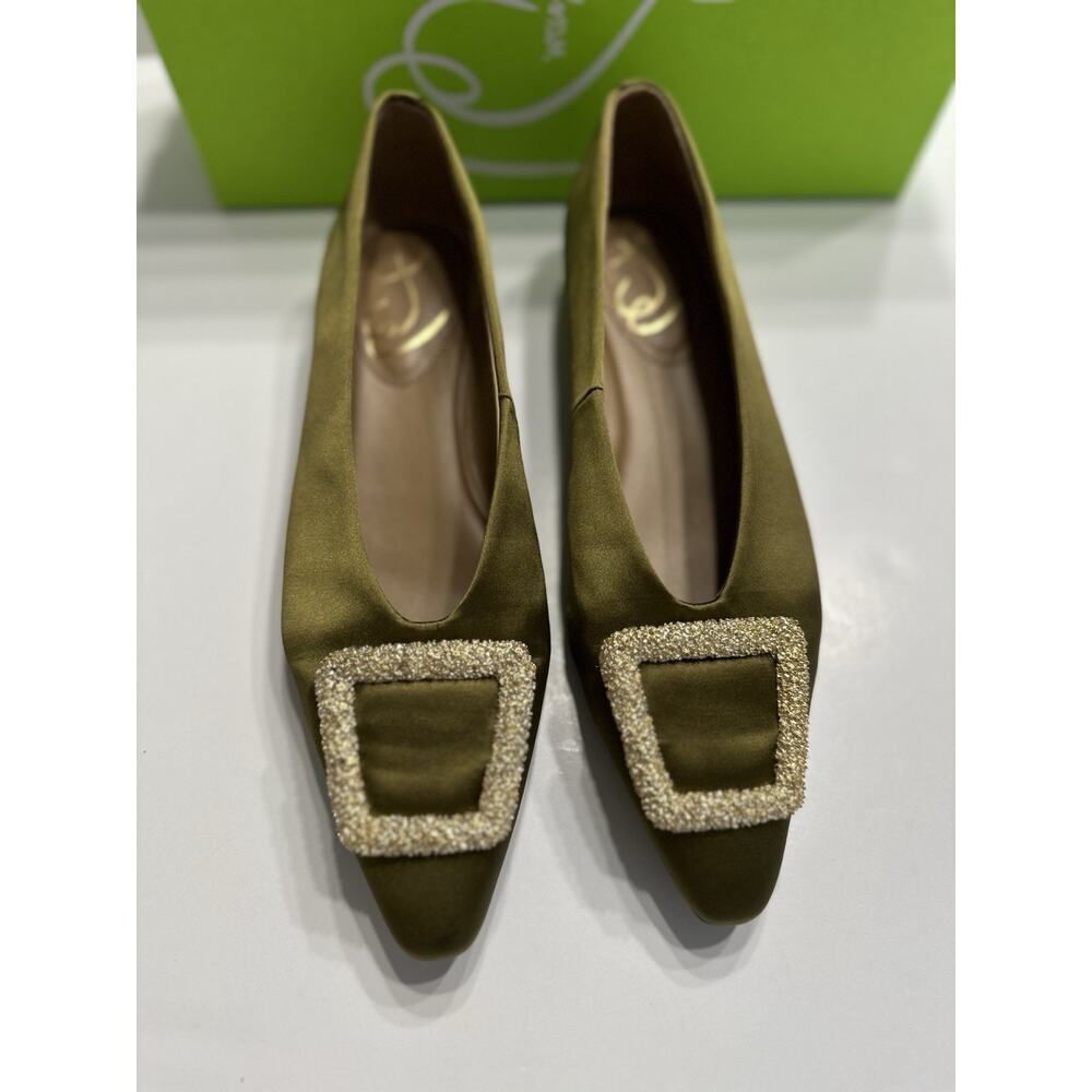 Sam Edelman Janina Flats Olive Satin Size 7 With Box